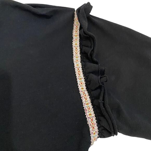 Anthropologie Sundays Two Black Neil Beaded Sweatshirt With Ruffle Detail,Size L - Picture 6 of 12